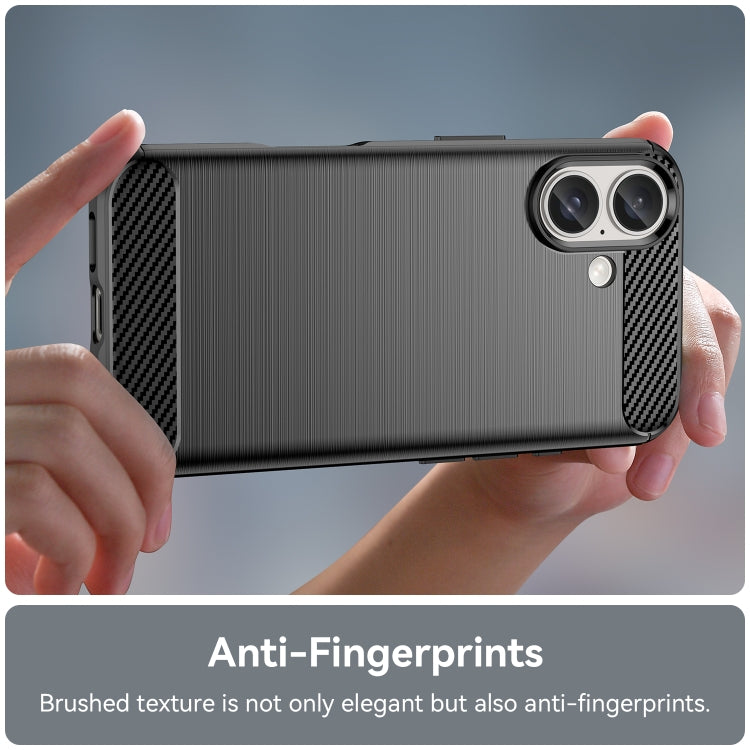 For iPhone 16 Plus Brushed Texture Carbon Fiber TPU Phone Case(Black) - iPhone 16 Plus Cases by PMC TechLife | Online Shopping South Africa | PMC TechLife | Buy Now Pay Later Mobicred