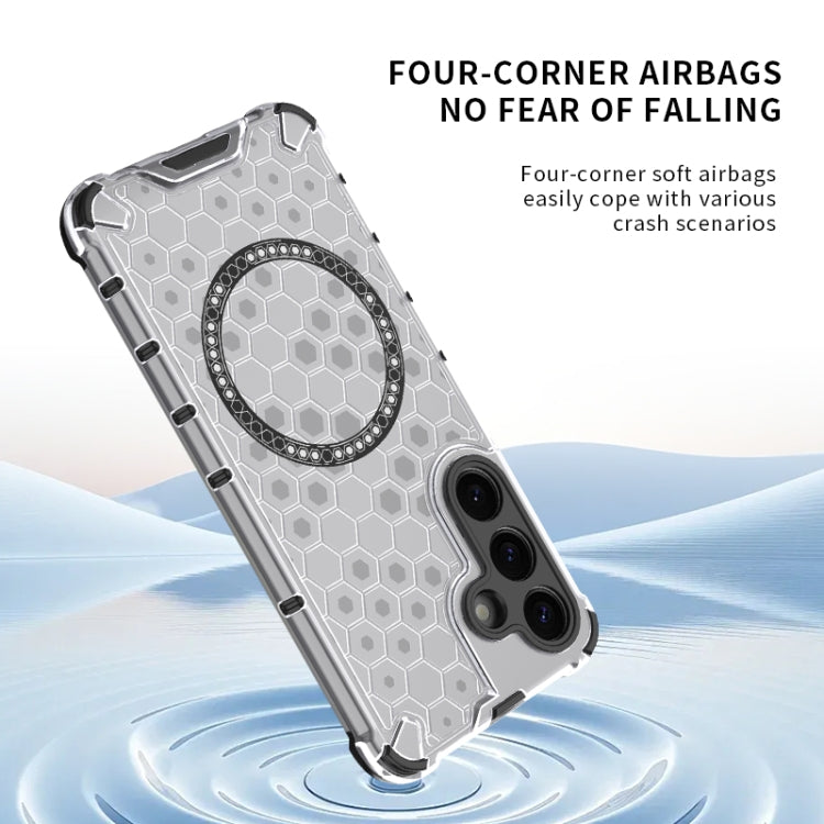 For Samsung Galaxy S25 5G Honeycomb Magnetic Ring Shockproof Phone Case(Blue) - free shipping - PMC TechLife - Order now!