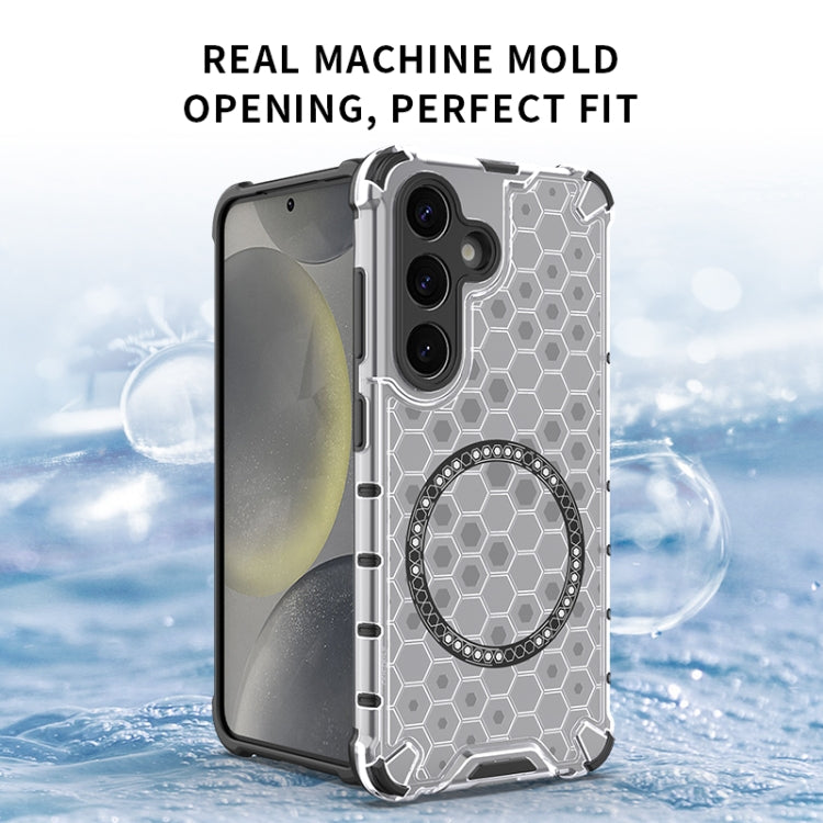 For Samsung Galaxy S25 5G Honeycomb Magnetic Ring Shockproof Phone Case(Blue) - free shipping - PMC TechLife - Order now!