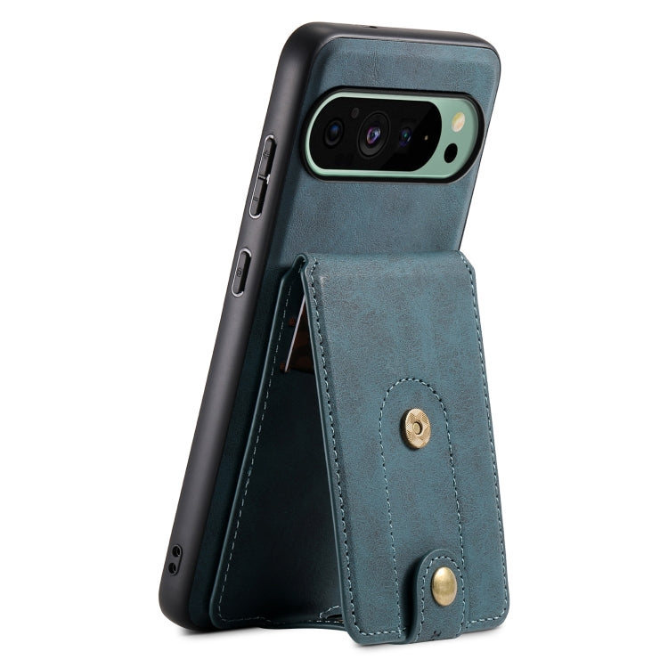For Google Pixel 9 Denior D14 NK Retro Pattern MagSafe Magnetic Card Holder Leather Phone Case(Blue) - free shipping - PMC TechLife - Order now!
