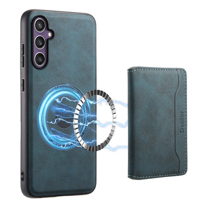 For Samsung Galaxy S24 5G Denior D13 Retro Texture Leather MagSafe Card Bag Phone Case(Blue) - Galaxy S24 5G Cases by Denior | Online Shopping South Africa | PMC Jewellery | Buy Now Pay Later Mobicred