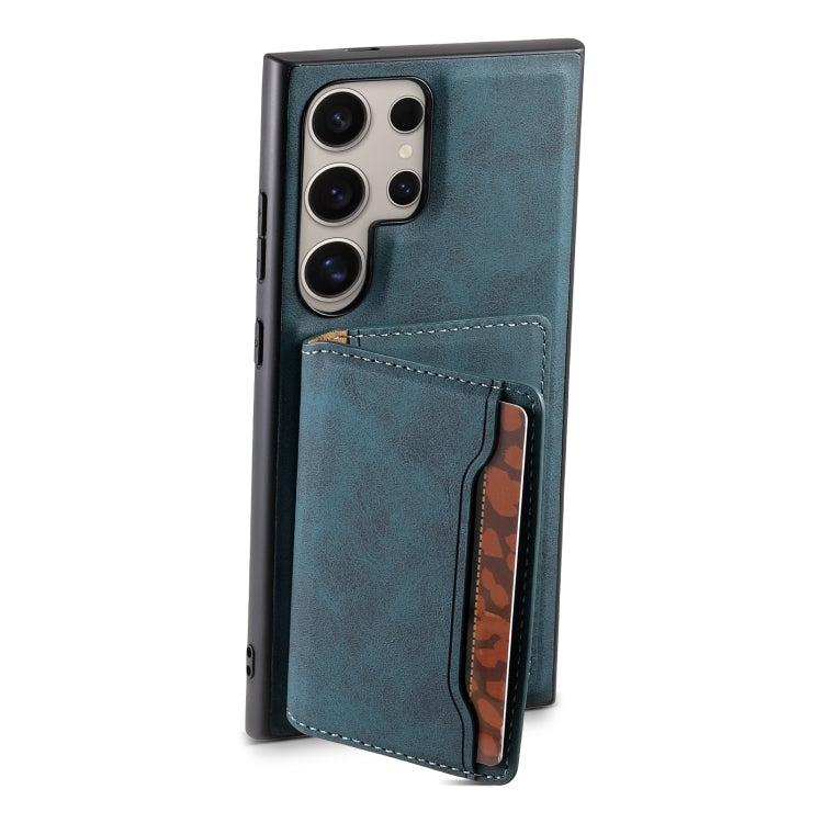 For Samsung Galaxy S24 Ultra 5G Denior D13 Retro Texture Leather MagSafe Card Bag Phone Case(Blue) - Galaxy S24 Ultra 5G Cases by Denior | Online Shopping South Africa | PMC Jewellery | Buy Now Pay Later Mobicred