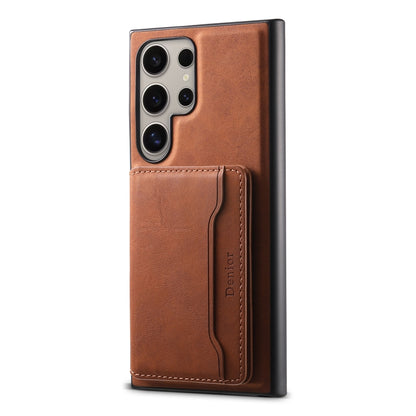 For Samsung Galaxy S24 Ultra 5G Denior D13 Retro Texture Leather MagSafe Card Bag Phone Case(Brown) - Galaxy S24 Ultra 5G Cases by Denior | Online Shopping South Africa | PMC Jewellery | Buy Now Pay Later Mobicred