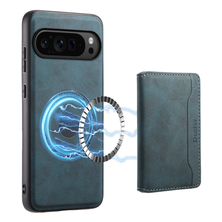 For Google Pixel 9 Pro Denior D13 Retro Texture Leather MagSafe Card Bag Phone Case(Blue) - free shipping - PMC TechLife - Order now!
