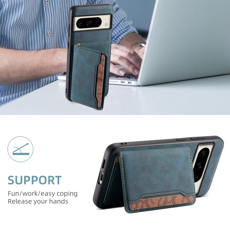 For Google Pixel 8 Pro Denior D13 Retro Texture Leather MagSafe Card Bag Phone Case(Blue) - free shipping - PMC TechLife - Order now!