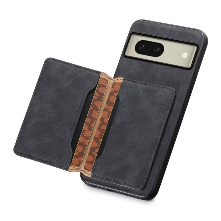 For Google Pixel 8 Denior D13 Retro Texture Leather MagSafe Card Bag Phone Case(Black) - Google Cases by Denior | Online Shopping South Africa | PMC TechLife | Buy Now Pay Later Mobicred