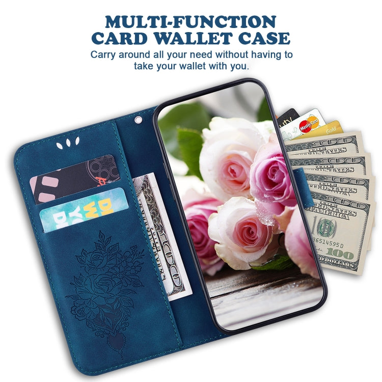 For iPhone 16e Butterfly Rose Embossed Leather Phone Case(Blue) - iPhone 16e Cases by PMC TechLife | Online Shopping South Africa | PMC TechLife | Buy Now Pay Later Mobicred