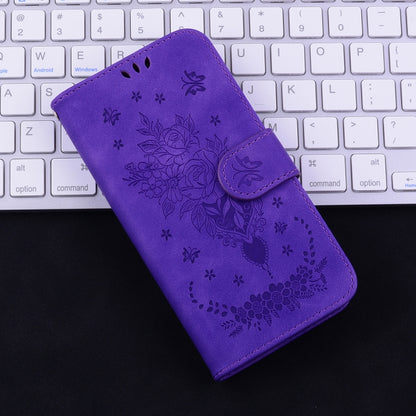 For iPhone SE 2024 Butterfly Rose Embossed Leather Phone Case(Purple) - More iPhone Cases by PMC Jewellery | Online Shopping South Africa | PMC Jewellery | Buy Now Pay Later Mobicred