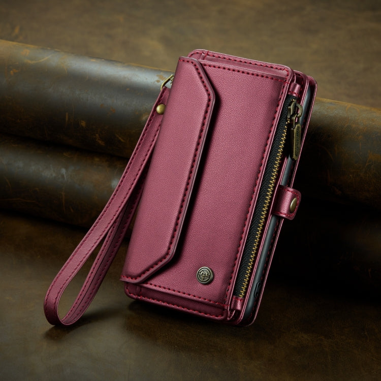 For iPhone XS / X CaseMe C36 Card Slots Zipper Wallet RFID Anti-theft Leather Phone Case(Wine Red) - More iPhone Cases by CaseMe | Online Shopping South Africa | PMC Jewellery | Buy Now Pay Later Mobicred