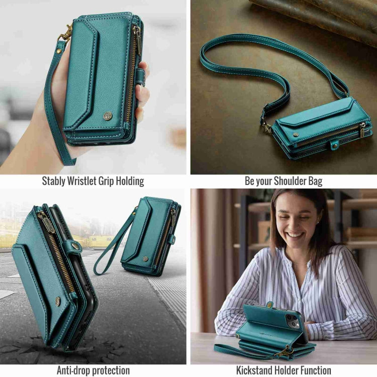 For iPhone 11 Pro CaseMe C36 Card Slots Zipper Wallet RFID Anti-theft Leather Phone Case(Blue-green) - iPhone 11 Pro Cases by CaseMe | Online Shopping South Africa | PMC Jewellery | Buy Now Pay Later Mobicred