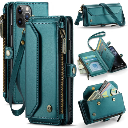 For iPhone 11 Pro Max CaseMe C36 Card Slots Zipper Wallet RFID Anti-theft Leather Phone Case(Blue-green) - iPhone 11 Pro Max Cases by CaseMe | Online Shopping South Africa | PMC Jewellery | Buy Now Pay Later Mobicred