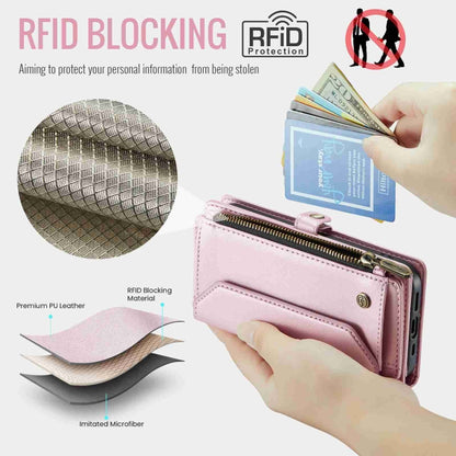 For iPhone 12 CaseMe C36 Card Slots Zipper Wallet RFID Anti-theft Leather Phone Case(Pink) - iPhone 12 / 12 Pro Cases by CaseMe | Online Shopping South Africa | PMC Jewellery | Buy Now Pay Later Mobicred