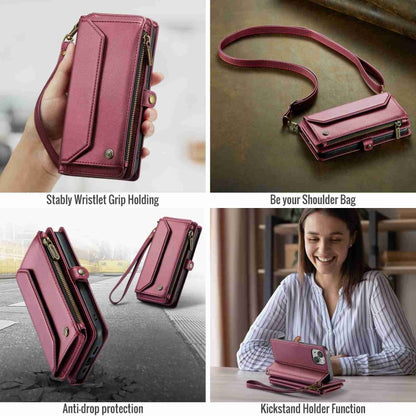 For iPhone 13 mini CaseMe C36 Card Slots Zipper Wallet RFID Anti-theft Leather Phone Case(Wine Red) - iPhone 13 mini Cases by CaseMe | Online Shopping South Africa | PMC Jewellery | Buy Now Pay Later Mobicred