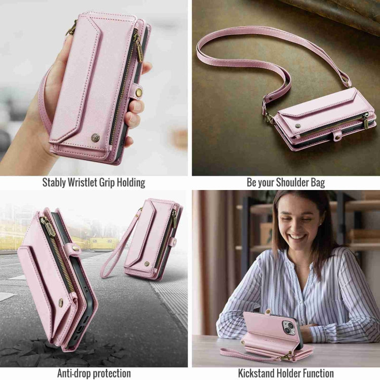 For iPhone 14 CaseMe C36 Card Slots Zipper Wallet RFID Anti-theft Leather Phone Case(Pink) - iPhone 14 Cases by CaseMe | Online Shopping South Africa | PMC Jewellery | Buy Now Pay Later Mobicred