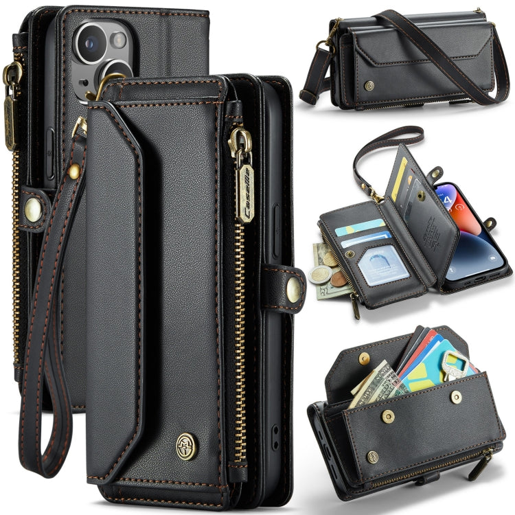 For iPhone 14 Plus CaseMe C36 Card Slots Zipper Wallet RFID Anti-theft Leather Phone Case(Black) - iPhone 14 Plus Cases by CaseMe | Online Shopping South Africa | PMC Jewellery | Buy Now Pay Later Mobicred