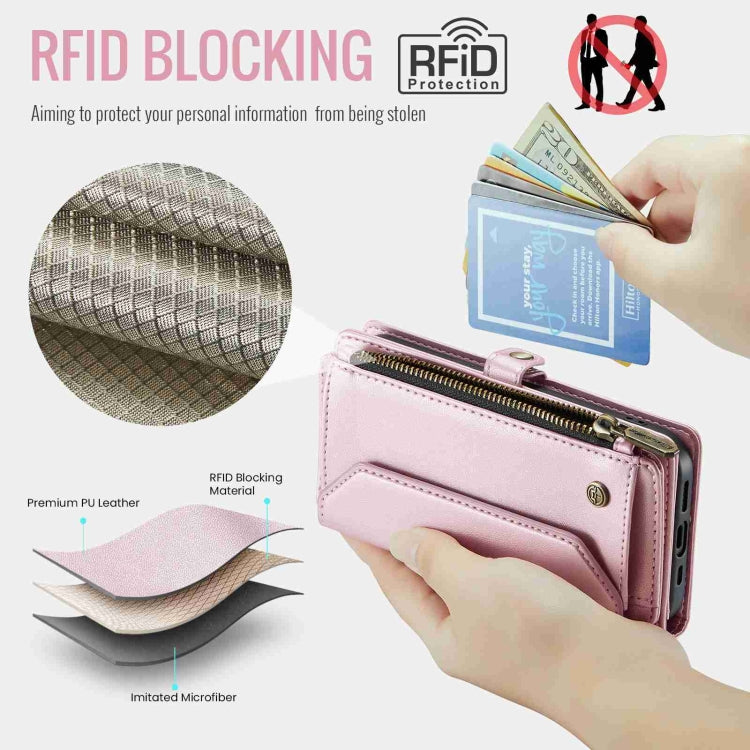 For iPhone 14 Pro CaseMe C36 Card Slots Zipper Wallet RFID Anti-theft Leather Phone Case(Pink) - iPhone 14 Pro Cases by CaseMe | Online Shopping South Africa | PMC Jewellery | Buy Now Pay Later Mobicred