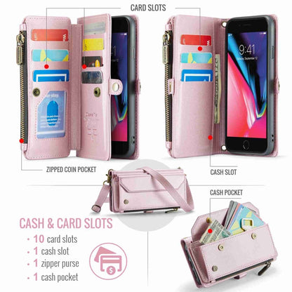 For iPhone 8 Plus / 7 Plus / 6 Plus CaseMe C36 Card Slots Zipper Wallet RFID Anti-theft Leather Phone Case(Pink) - More iPhone Cases by CaseMe | Online Shopping South Africa | PMC Jewellery | Buy Now Pay Later Mobicred