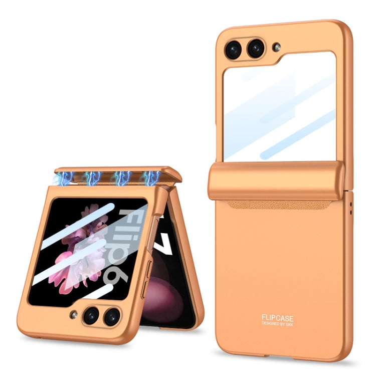 For Samsung Galaxy Z Flip6 GKK Integrated Magnetic Full Coverage Folding Phone Case(Orange) - Galaxy Z Flip6 5G Cases by GKK | Online Shopping South Africa | PMC Jewellery | Buy Now Pay Later Mobicred