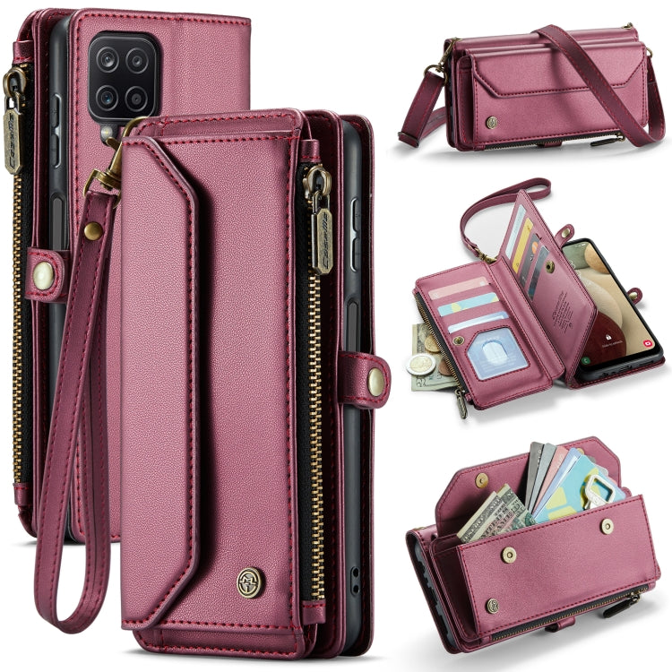 For Samsung Galaxy A12 5G CaseMe C36 Card Slots Zipper Wallet RFID Anti-theft Leather Phone Case(Wine Red) - Galaxy Phone Cases by CaseMe | Online Shopping South Africa | PMC Jewellery | Buy Now Pay Later Mobicred