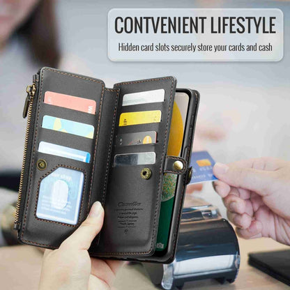 For Samsung Galaxy A13 5G / 4G CaseMe C36 Card Slots Zipper Wallet RFID Anti-theft Leather Phone Case(Black) - Galaxy Phone Cases by CaseMe | Online Shopping South Africa | PMC Jewellery | Buy Now Pay Later Mobicred