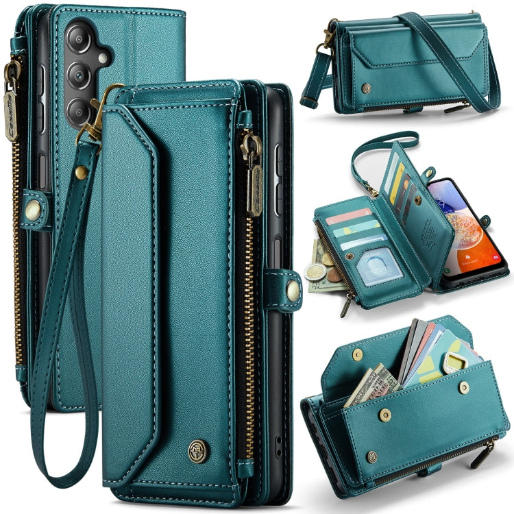 For Samsung Galaxy A14 5G / 4G CaseMe C36 Card Slots Zipper Wallet RFID Anti-theft Leather Phone Case(Blue-green) - Galaxy Phone Cases by CaseMe | Online Shopping South Africa | PMC Jewellery | Buy Now Pay Later Mobicred