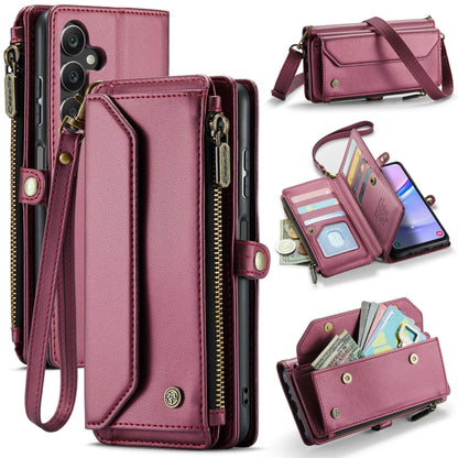 For Samsung Galaxy A15 CaseMe C36 Card Slots Zipper Wallet RFID Anti-theft Leather Phone Case(Wine Red) - Galaxy Phone Cases by CaseMe | Online Shopping South Africa | PMC Jewellery | Buy Now Pay Later Mobicred