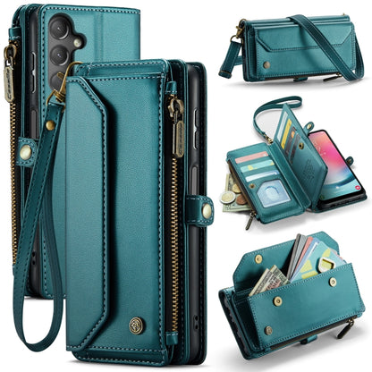 For Samsung Galaxy A24 CaseMe C36 Card Slots Zipper Wallet RFID Anti-theft Leather Phone Case(Blue-green) - Galaxy Phone Cases by CaseMe | Online Shopping South Africa | PMC Jewellery | Buy Now Pay Later Mobicred