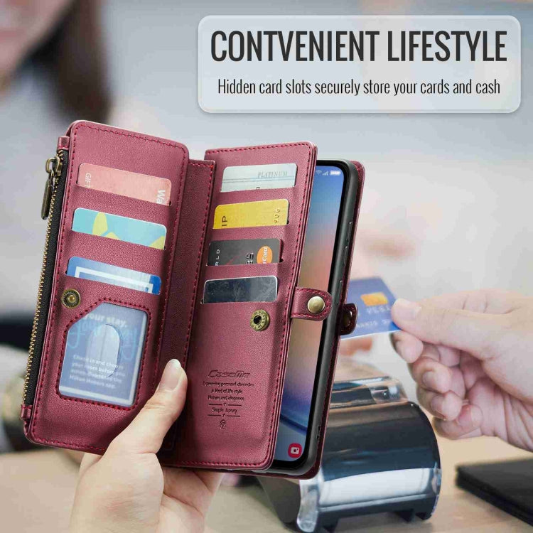 For Samsung Galaxy A34 5G CaseMe C36 Card Slots Zipper Wallet RFID Anti-theft Leather Phone Case(Wine Red) - Galaxy Phone Cases by CaseMe | Online Shopping South Africa | PMC Jewellery | Buy Now Pay Later Mobicred