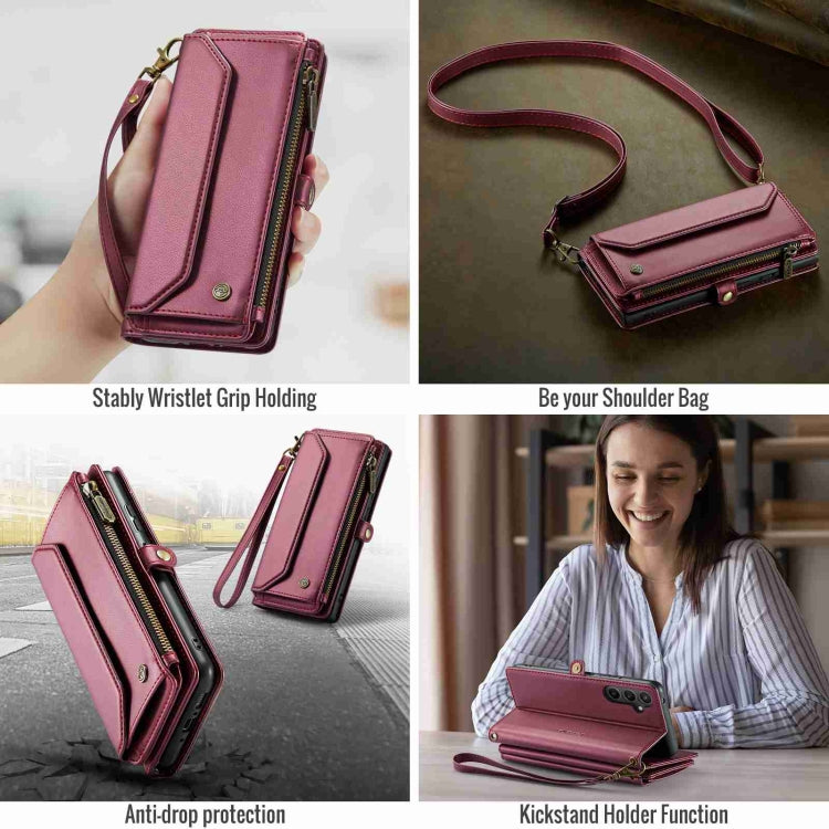 For Samsung Galaxy A34 5G CaseMe C36 Card Slots Zipper Wallet RFID Anti-theft Leather Phone Case(Wine Red) - Galaxy Phone Cases by CaseMe | Online Shopping South Africa | PMC Jewellery | Buy Now Pay Later Mobicred