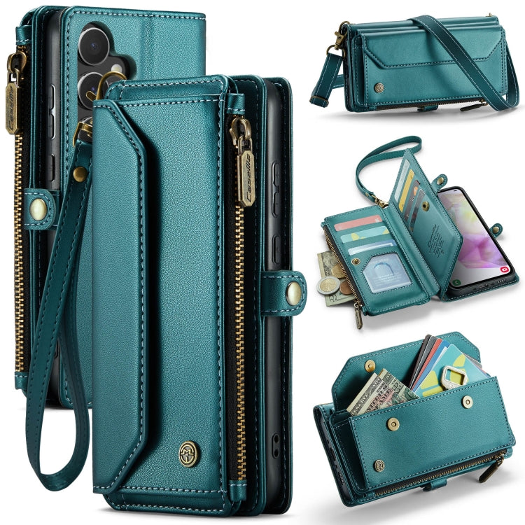 For Samsung Galaxy A35 5G CaseMe C36 Card Slots Zipper Wallet RFID Anti-theft Leather Phone Case(Blue-green) - Galaxy Phone Cases by CaseMe | Online Shopping South Africa | PMC Jewellery | Buy Now Pay Later Mobicred