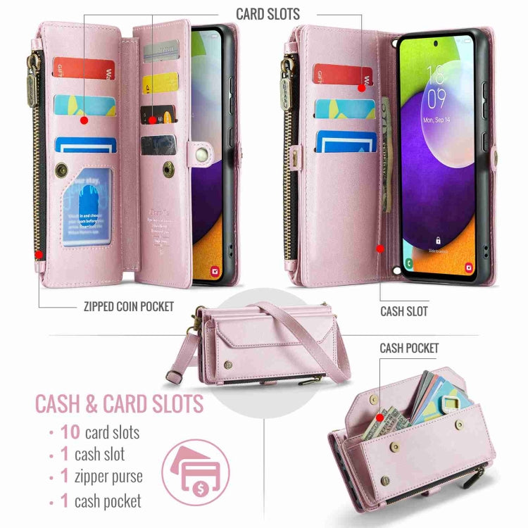 For Samsung Galaxy A52 / A52s 5G CaseMe C36 Card Slots Zipper Wallet RFID Anti-theft Leather Phone Case(Pink) - Galaxy Phone Cases by CaseMe | Online Shopping South Africa | PMC Jewellery | Buy Now Pay Later Mobicred