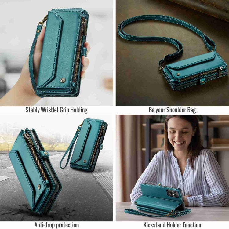 For Samsung Galaxy A71 4G CaseMe C36 Card Slots Zipper Wallet RFID Anti-theft Leather Phone Case(Blue-green) - Galaxy Phone Cases by CaseMe | Online Shopping South Africa | PMC Jewellery | Buy Now Pay Later Mobicred