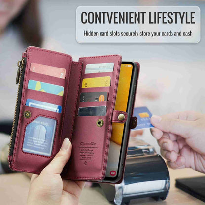 For Samsung Galaxy A72 CaseMe C36 Card Slots Zipper Wallet RFID Anti-theft Leather Phone Case(Wine Red) - Galaxy Phone Cases by CaseMe | Online Shopping South Africa | PMC Jewellery | Buy Now Pay Later Mobicred