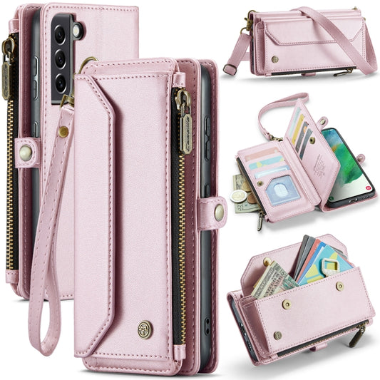 For Samsung Galaxy S21 FE 5G CaseMe C36 Card Slots Zipper Wallet RFID Anti-theft Leather Phone Case(Pink) - Galaxy Phone Cases by CaseMe | Online Shopping South Africa | PMC Jewellery | Buy Now Pay Later Mobicred