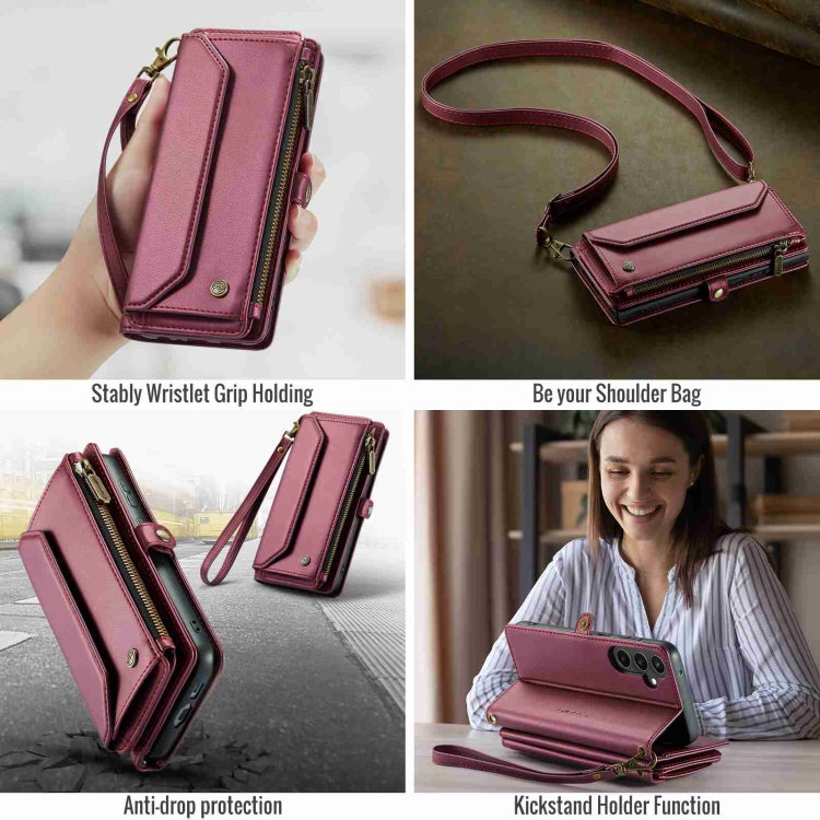 For Samsung Galaxy S23 FE 5G CaseMe C36 Card Slots Zipper Wallet RFID Anti-theft Leather Phone Case(Wine Red) - Galaxy S23 FE 5G Cases by CaseMe | Online Shopping South Africa | PMC Jewellery | Buy Now Pay Later Mobicred