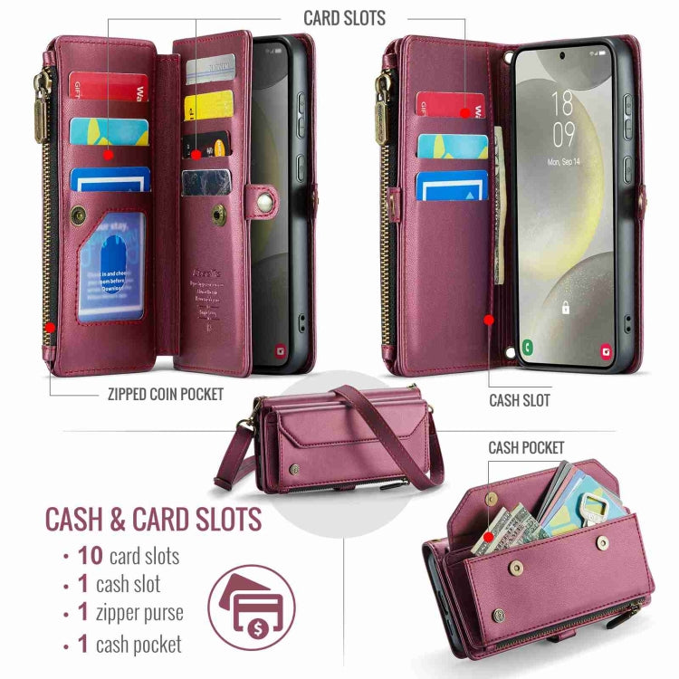 For Samsung Galaxy S24 5G CaseMe C36 Card Slots Zipper Wallet RFID Anti-theft Leather Phone Case(Wine Red) - Galaxy S24 5G Cases by CaseMe | Online Shopping South Africa | PMC Jewellery | Buy Now Pay Later Mobicred