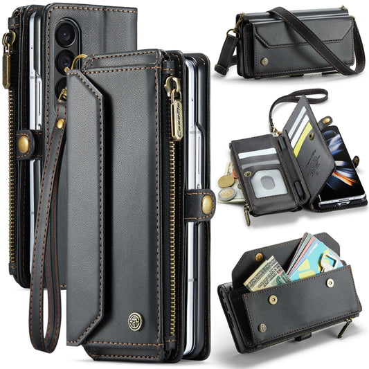 For Samsung Galaxy Z Fold4 CaseMe C36 Card Slots Zipper Wallet RFID Anti-theft Leather Phone Case(Black) - Galaxy Z Fold4 5G Cases by CaseMe | Online Shopping South Africa | PMC Jewellery | Buy Now Pay Later Mobicred