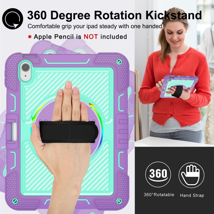 For iPad Air 11 2024 / Air 2022 10.9 360 Degree Rotation PC Contrast Silicone Tablet Case(Purple + Mint Green) - iPad Air 11 2024 Cases by PMC Jewellery | Online Shopping South Africa | PMC Jewellery | Buy Now Pay Later Mobicred