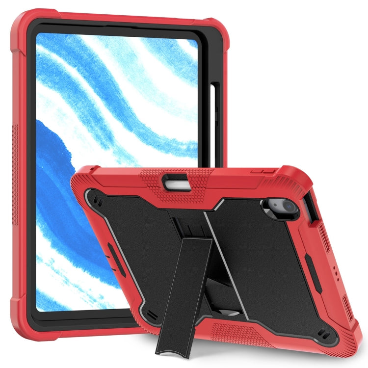 For iPad Air 11 2024 / Air 2022 10.9 Shockproof Silicone Hybrid PC Tablet Case with Holder(Black + Red) - iPad Air 11 2025 / 2024 Cases by PMC Jewellery | Online Shopping South Africa | PMC Jewellery | Buy Now Pay Later Mobicred