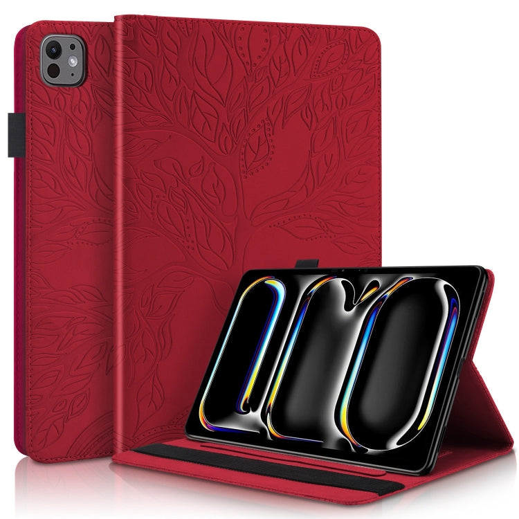 For iPad Pro 11 2024 Tree Life Series Embossed Smart Leather Tablet Case(Red) - iPad Pro 11 2024 Cases by PMC Jewellery | Online Shopping South Africa | PMC Jewellery | Buy Now Pay Later Mobicred