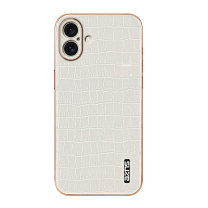 For iPhone 16 AZNS Electroplated Frame Crocodile Texture Full Coverage Phone Case(White) - iPhone 16 Cases by AZNS | Online Shopping South Africa | PMC Jewellery | Buy Now Pay Later Mobicred