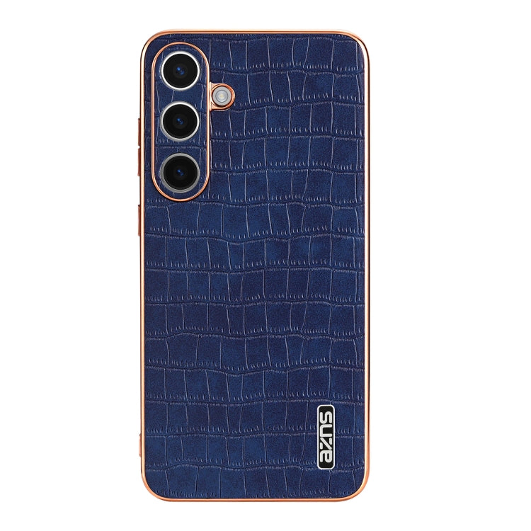 For Samsung Galaxy S24 5G AZNS Electroplated Frame Crocodile Texture Full Coverage Phone Case(Blue) - Galaxy S24 5G Cases by AZNS | Online Shopping South Africa | PMC Jewellery | Buy Now Pay Later Mobicred