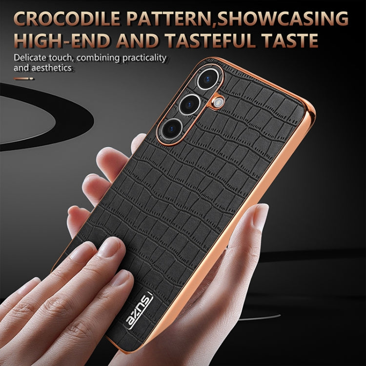 For Samsung Galaxy S24 5G AZNS Electroplated Frame Crocodile Texture Full Coverage Phone Case(Blue) - Galaxy S24 5G Cases by AZNS | Online Shopping South Africa | PMC Jewellery | Buy Now Pay Later Mobicred