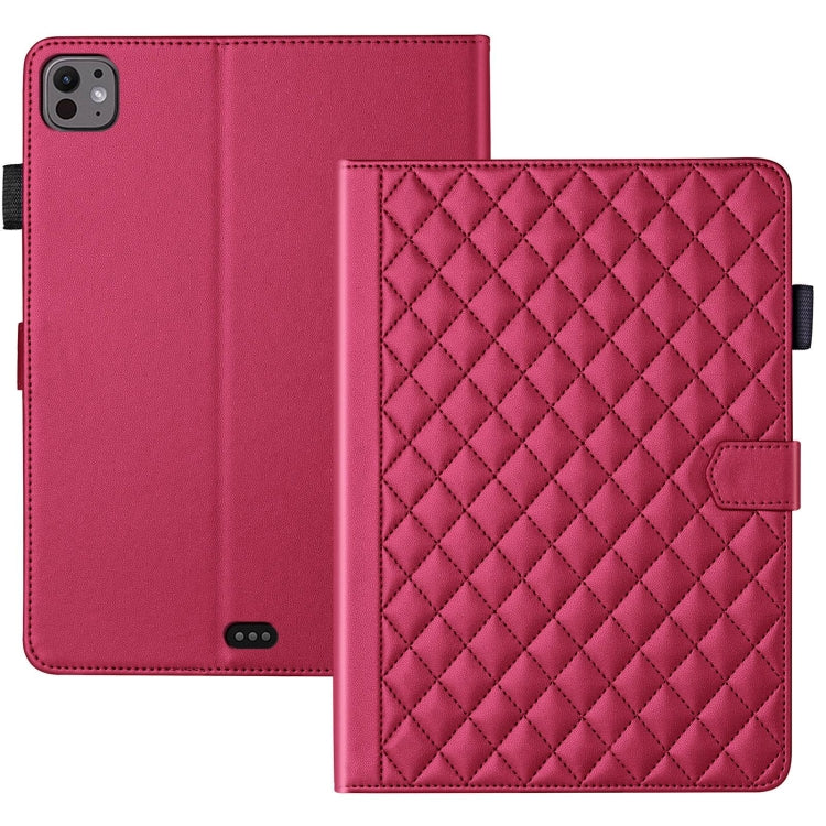 For iPad Pro 13 2024 Rhombus Lattice Leather Smart Tablet Case(Red) - iPad Pro 13 2024 Cases by PMC TechLife | Online Shopping South Africa | PMC TechLife | Buy Now Pay Later Mobicred