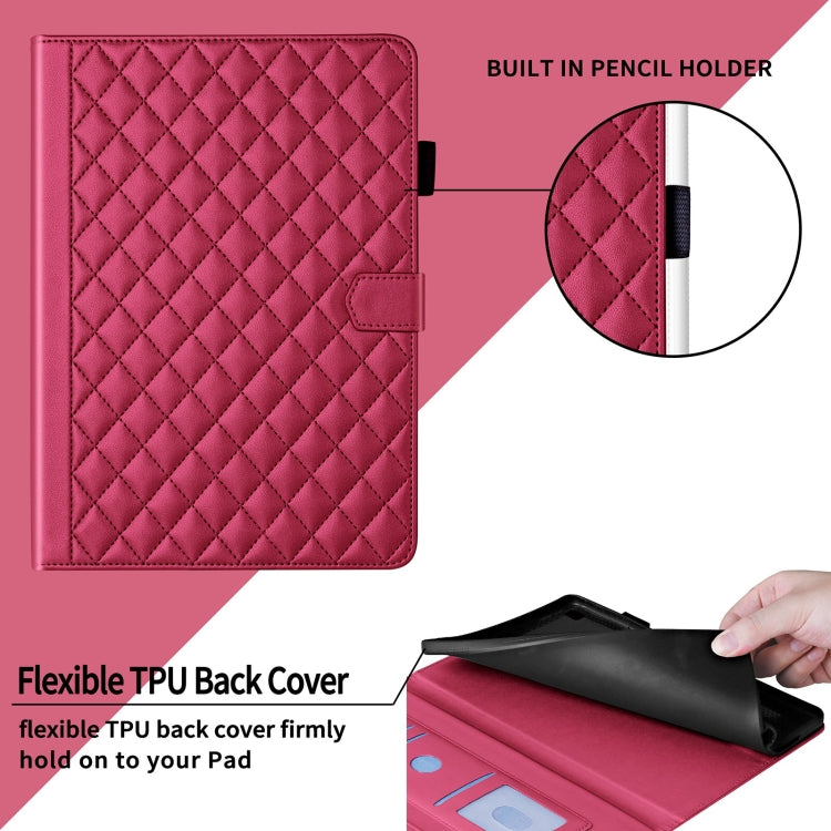For iPad Pro 13 2024 Rhombus Lattice Leather Smart Tablet Case(Red) - iPad Pro 13 2024 Cases by PMC TechLife | Online Shopping South Africa | PMC TechLife | Buy Now Pay Later Mobicred