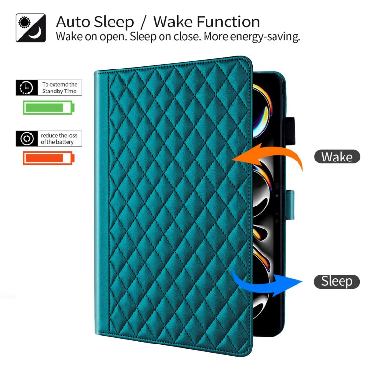 For iPad Pro 11 2024 Rhombus Lattice Leather Smart Tablet Case(Dark Green) - iPad Pro 11 2024 Cases by PMC TechLife | Online Shopping South Africa | PMC TechLife | Buy Now Pay Later Mobicred