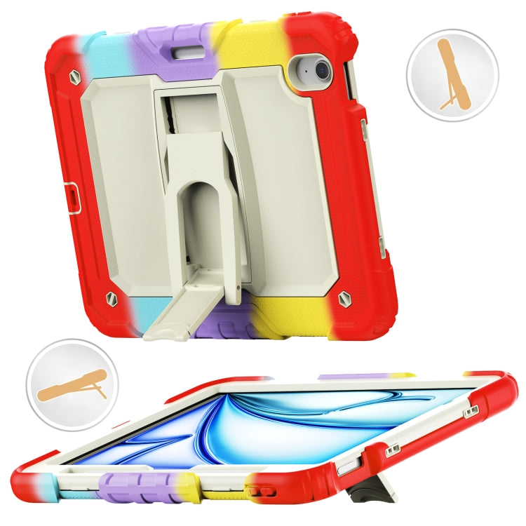 For iPad Air 11 2024 Silicone Hydric PC Tablet Case with Shoulder Strap & Holder(Camouflage Red) - iPad Air 11 2024 Cases by PMC TechLife | Online Shopping South Africa | PMC TechLife | Buy Now Pay Later Mobicred