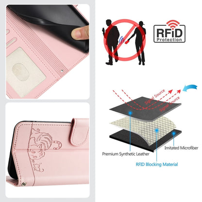 For Blackview A52 Cat Rat Embossed Pattern RFID Leather Phone Case with Lanyard(Pink) - More Brand by PMC Jewellery | Online Shopping South Africa | PMC Jewellery | Buy Now Pay Later Mobicred