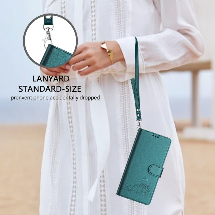 For Blackview A53 Cat Rat Embossed Pattern RFID Leather Phone Case with Lanyard(Peacock Green) - More Brand by PMC TechLife | Online Shopping South Africa | PMC TechLife | Buy Now Pay Later Mobicred