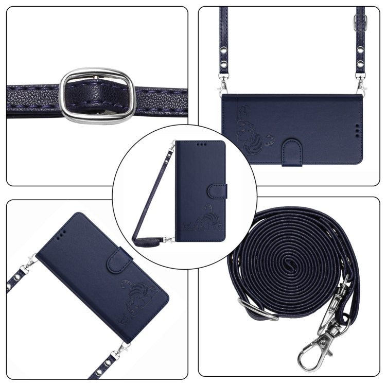 For Blackview A53 Cat Rat Embossed Pattern RFID Leather Phone Case with Lanyard(Blue) - More Brand by PMC TechLife | Online Shopping South Africa | PMC TechLife | Buy Now Pay Later Mobicred